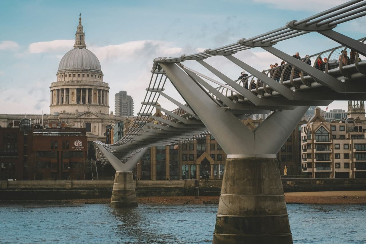 St Paul's Cathedral seen from the Millennium Bridge in London